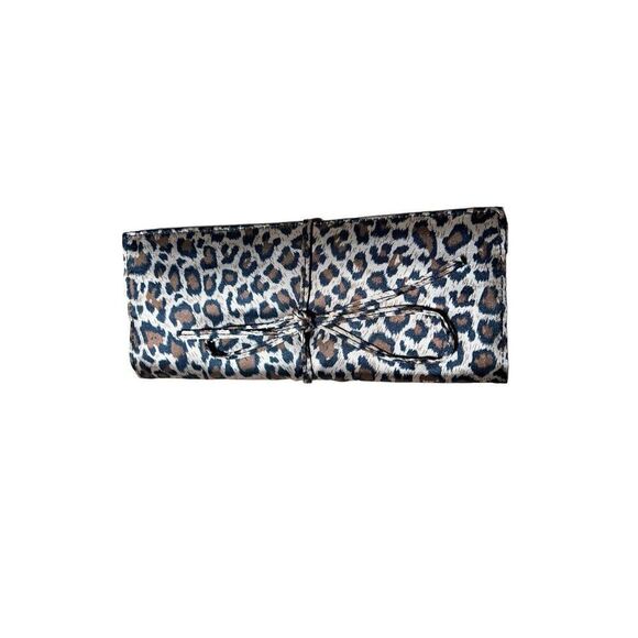 Leopard Print Silky Trifold Jewelry Travel Case - New - Picture 1 of 4